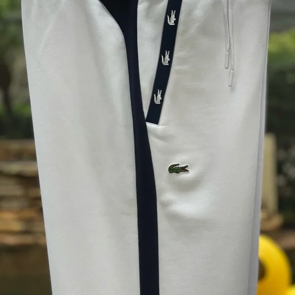 LACOSTE CONTRAST ACCENTS COTTON BLEND FLEECE TRACK PANTS (3XL) - Picture 2 of 6